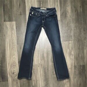 BIG STAR 27R Women's Bootcut Jeans Blue Medium Wash Embroidered Denim 5-Pocket